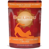 Soulistic Moist & Tender Tuna & Salmon Dinner in Gravy Wet Cat Food, 3 oz., Case of 8
